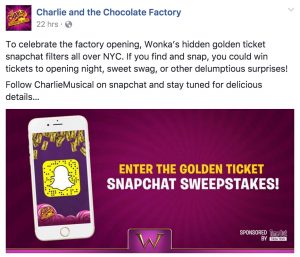 charlie chocolate factory snapchat campaign