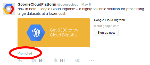 Twitter promoted ads example