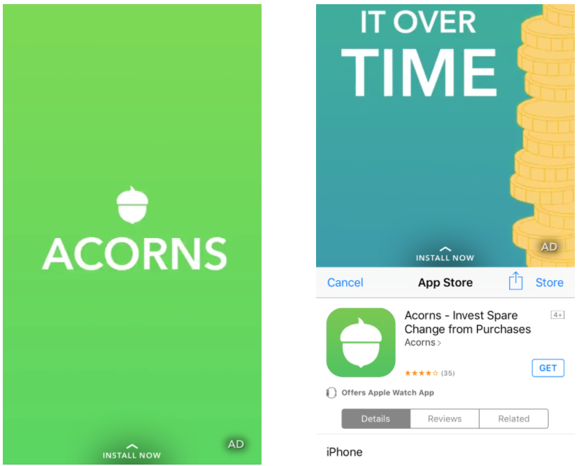 acorns app snap ad