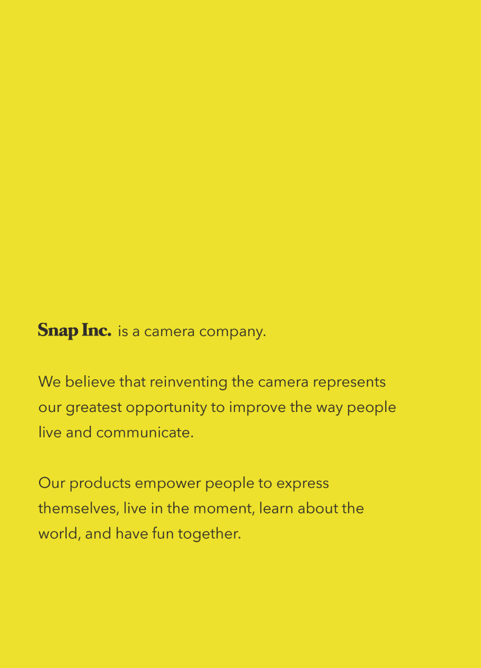 snap is a camera company